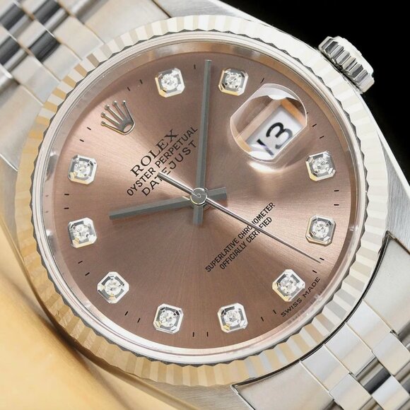 Sale! Men's Factory Diamond Dial 18kt White Gold Watch - Picture 1 of 6